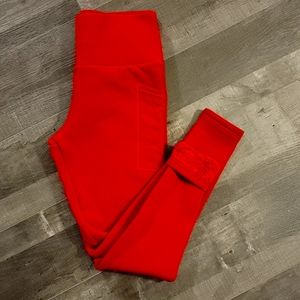CVG Fleece Lined Leggings, Red, M